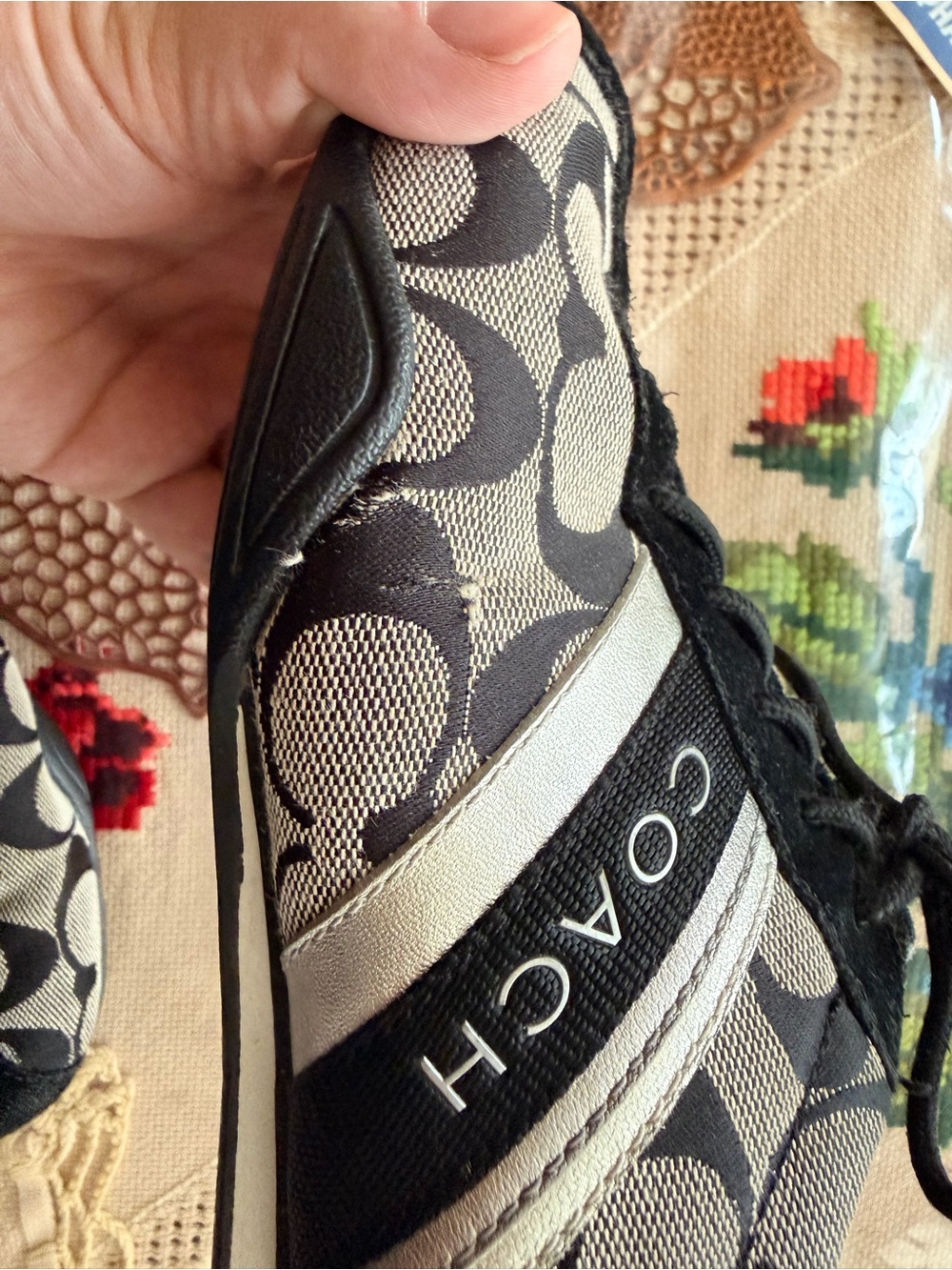 Coach Black and Gray Logo Lace-Up Sneakers - Picture 6 of 8